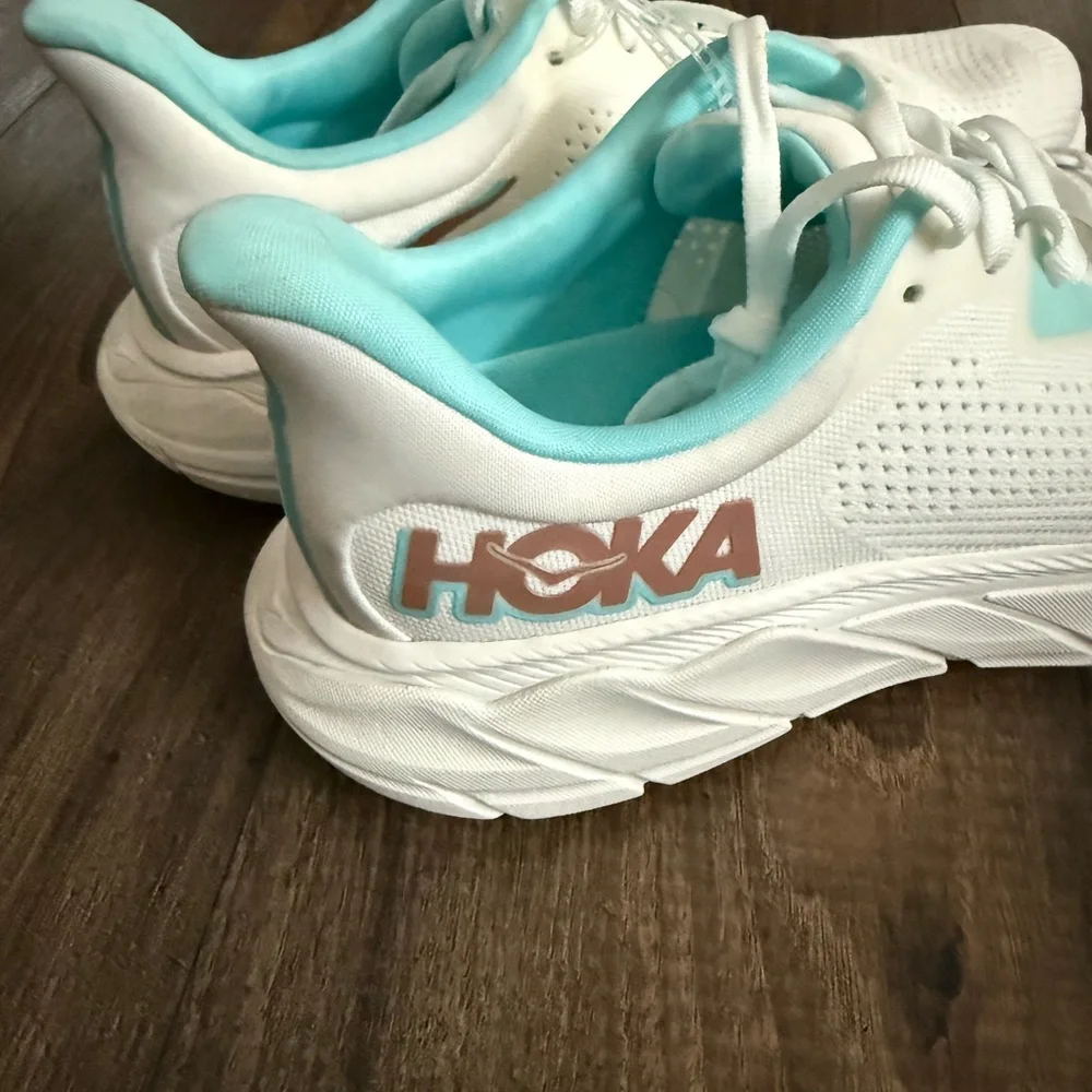 Hoka Women's White and Teal Athletic Shoes - Picture 3 of 8
